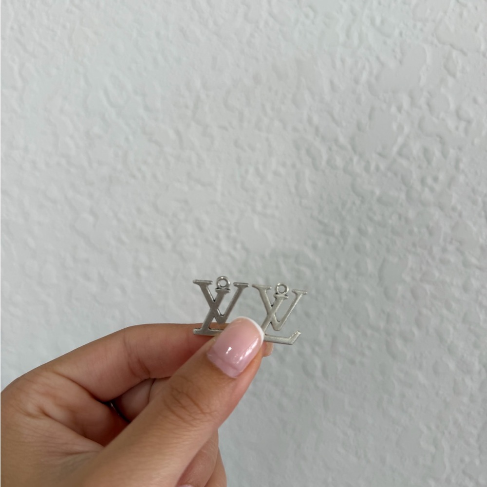 Louis Vuitton Silver LV Logo Pendant Pair
